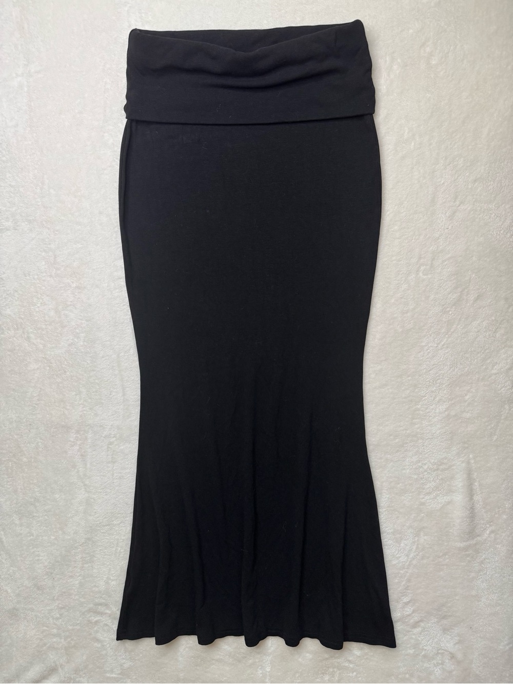 Women's Black Fold-Over Waist Maxi Skirt